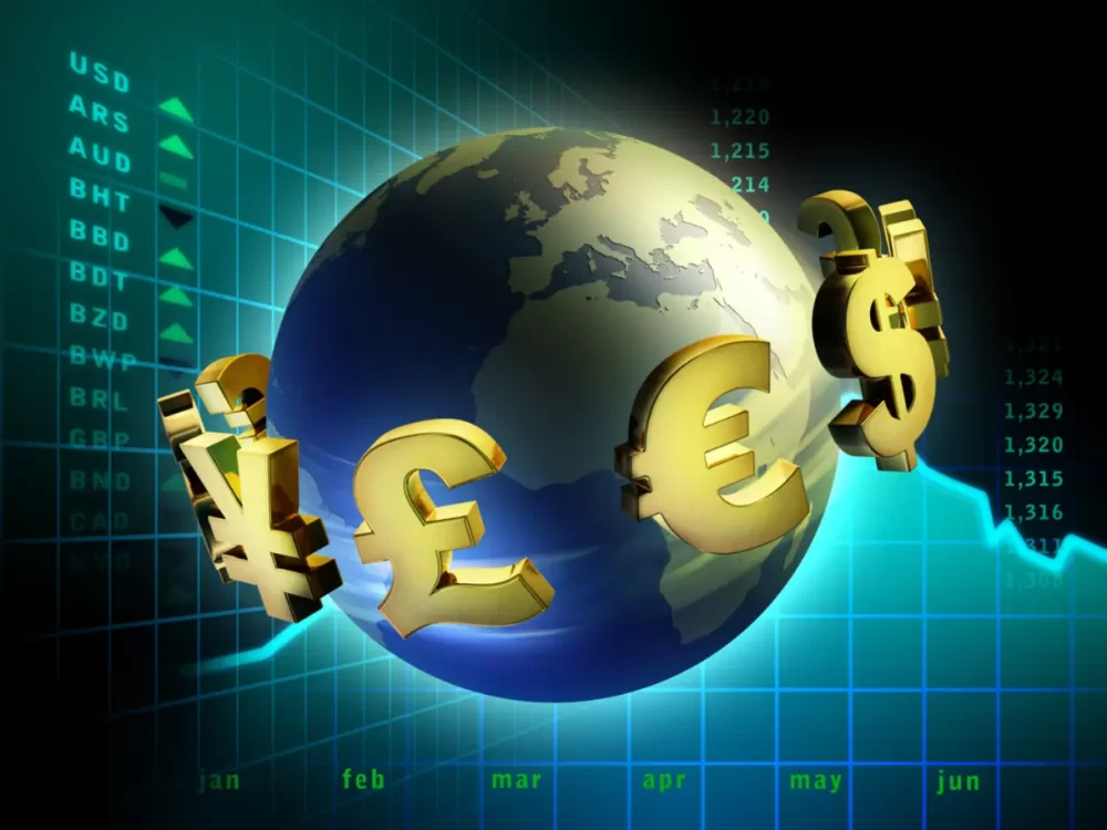Top currencies of the world traded around the clock.
