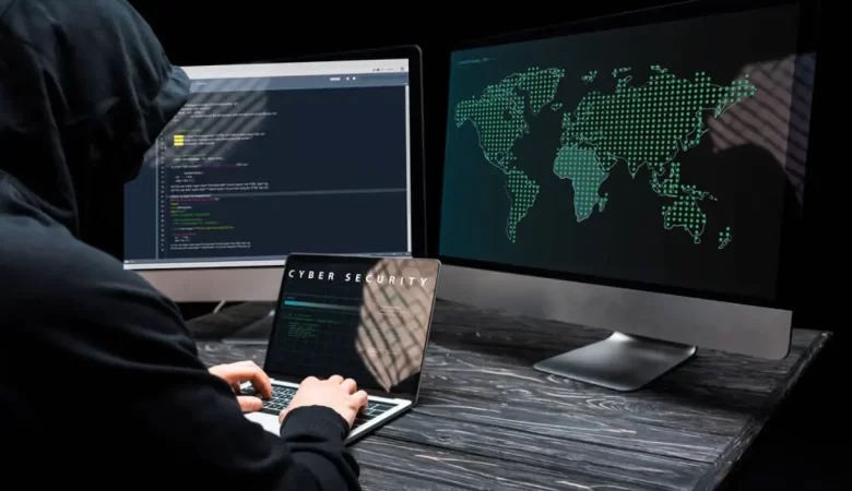 Hacker trying to hack through a system.